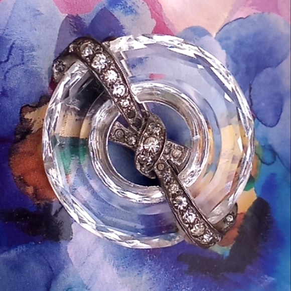 CINER STERLING SILVER Paste Stones Faceted Crystal Brooch Pin ANTIQUE - Picture 3 of 15